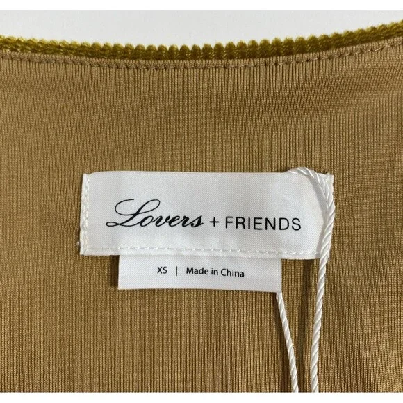 Lovers + Friends Wrap Dress Women's XS Gold Belted Corduroy Ribbed Revolve NEW - Picture 13 of 14